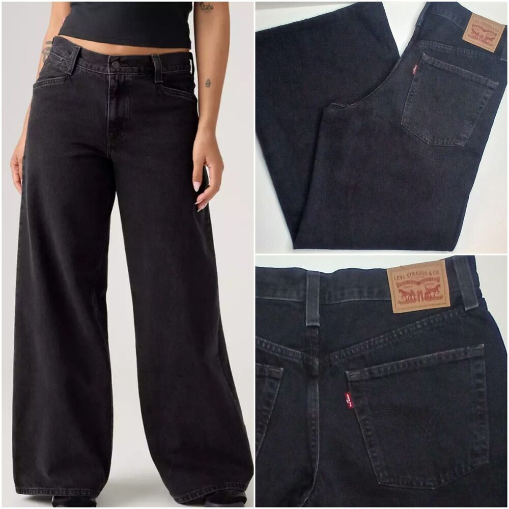 Levi's Womens Sz 29 - '94 Baggy Wide Leg Jeans Black Wash Denim 90s Vtg Grunge